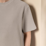 Waffle Knit Oversize Fit Mock Neck Tee