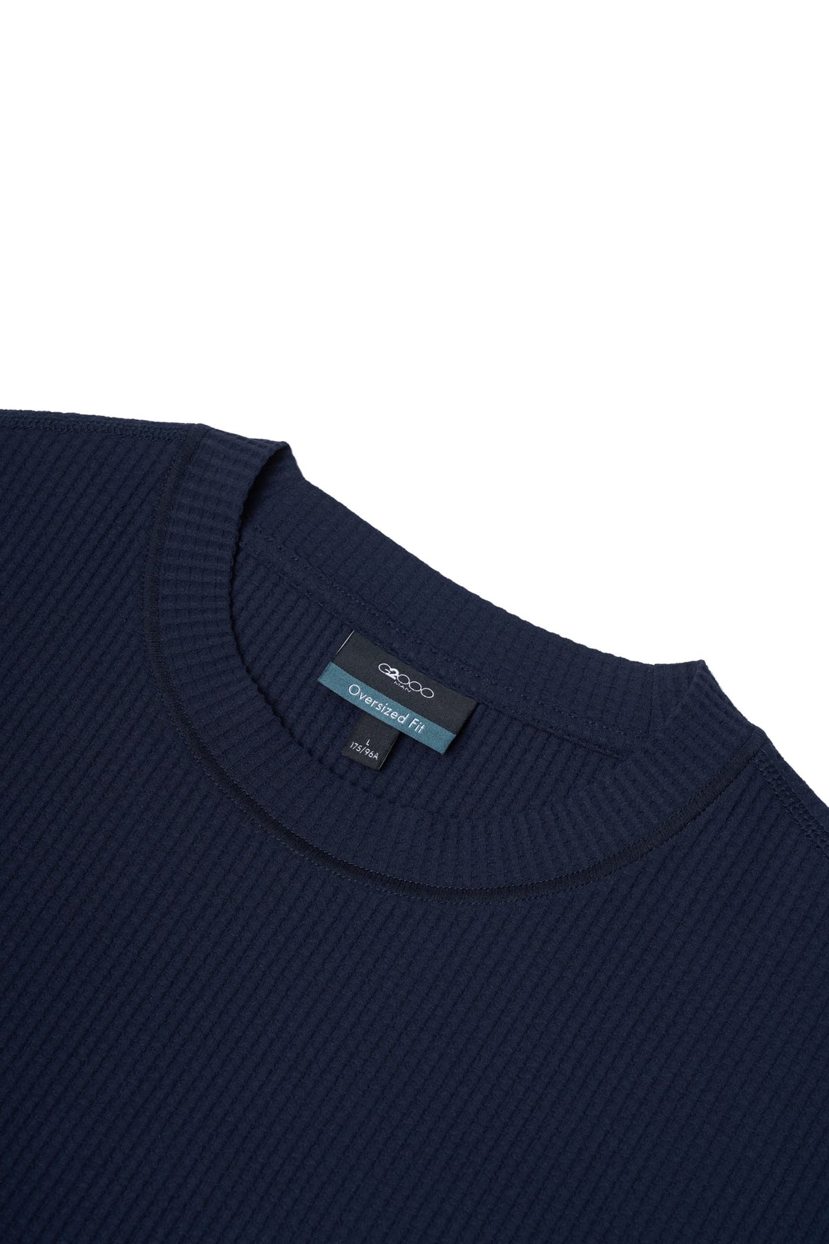 Waffle Knit Oversize Fit Mock Neck Tee