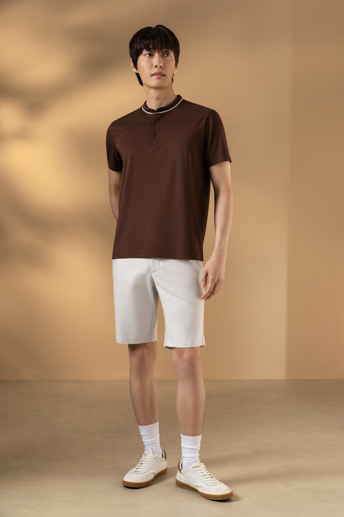 Mercerized Cotton Pique Comfort Fit Stand Collar Polo Tee