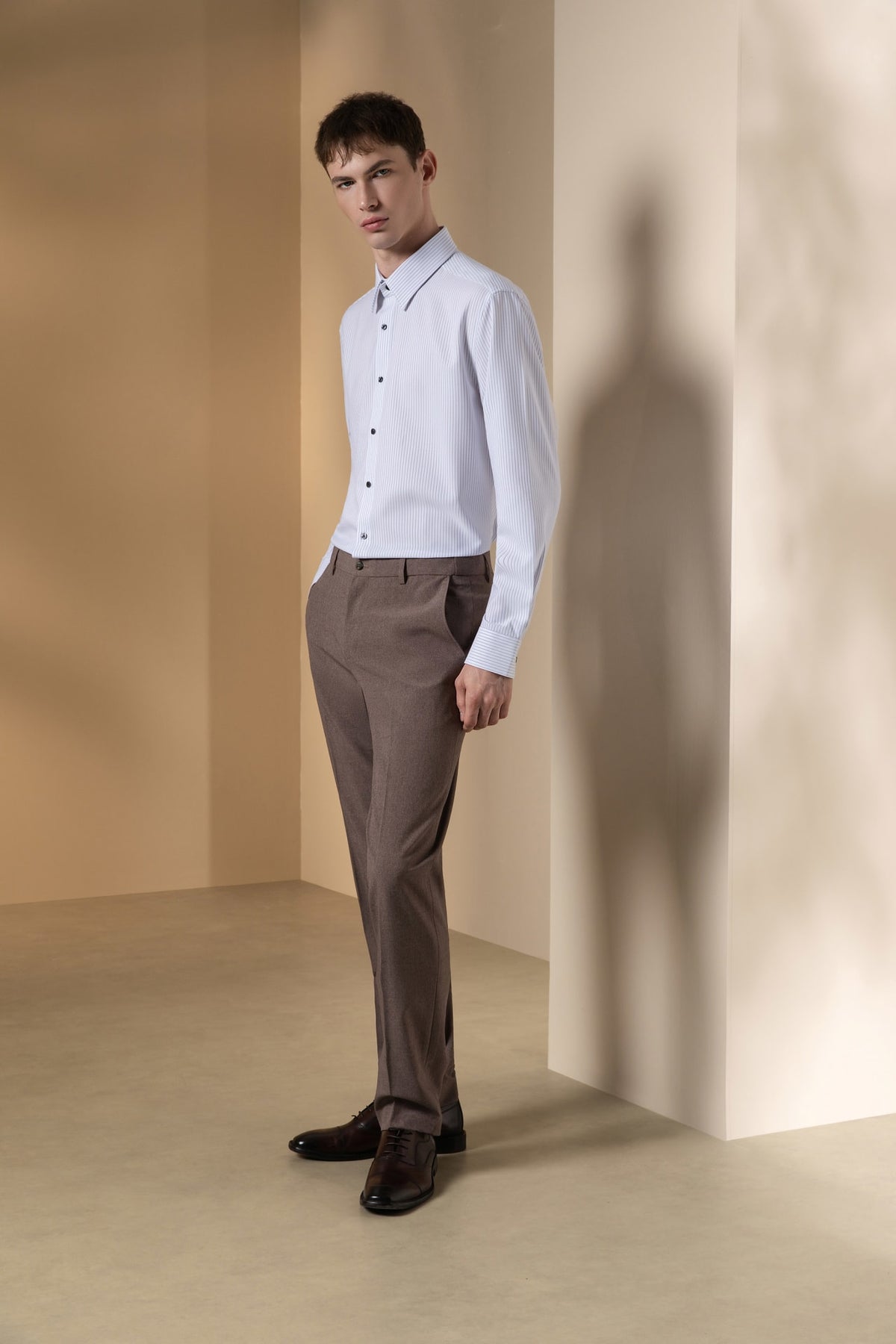 Three Proof Finish Plain Weave Smart Fit Suit Pants with Hidden Elastic Waistband