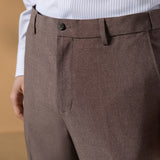 Three Proof Finish Plain Weave Smart Fit Suit Pants with Hidden Elastic Waistband