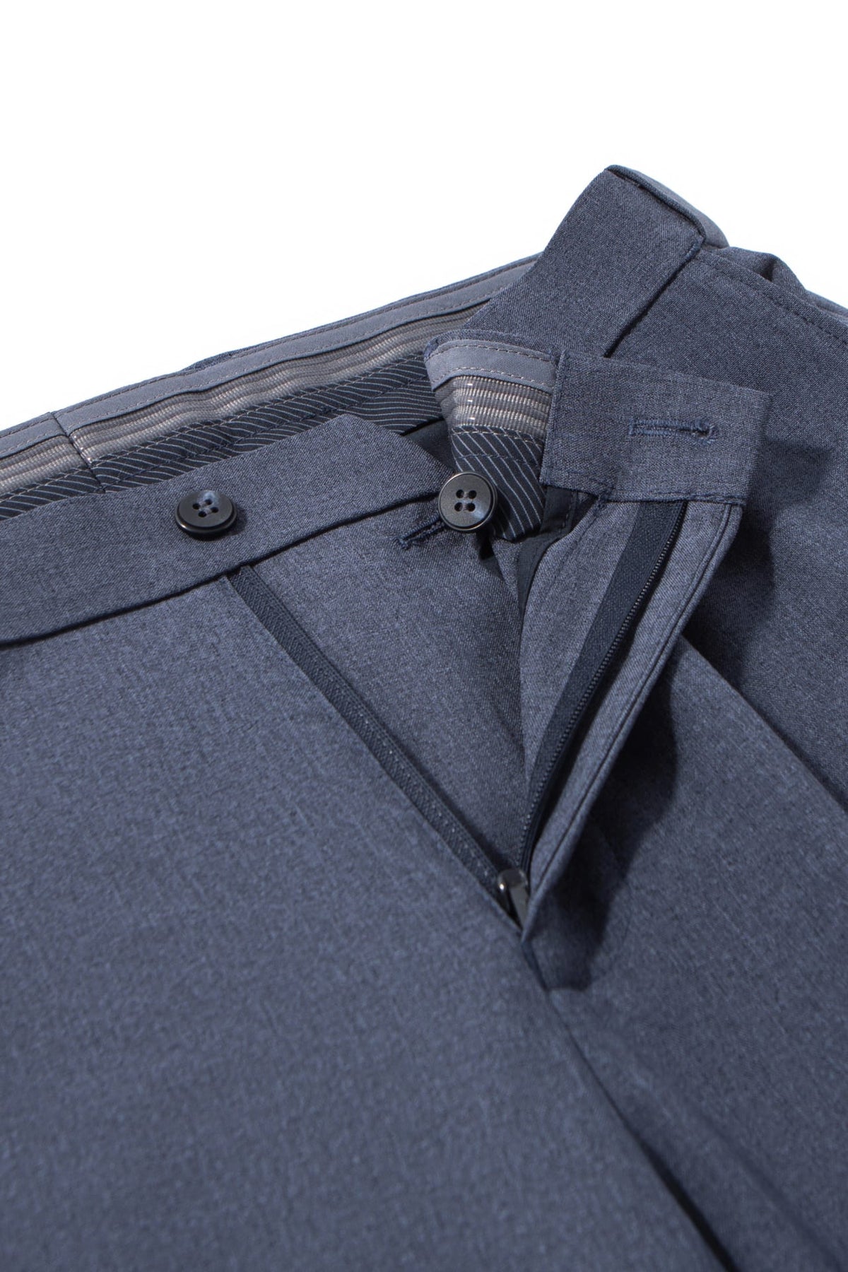 Three Proof Finish Plain Weave Smart Fit Suit Pants with Hidden Elastic Waistband