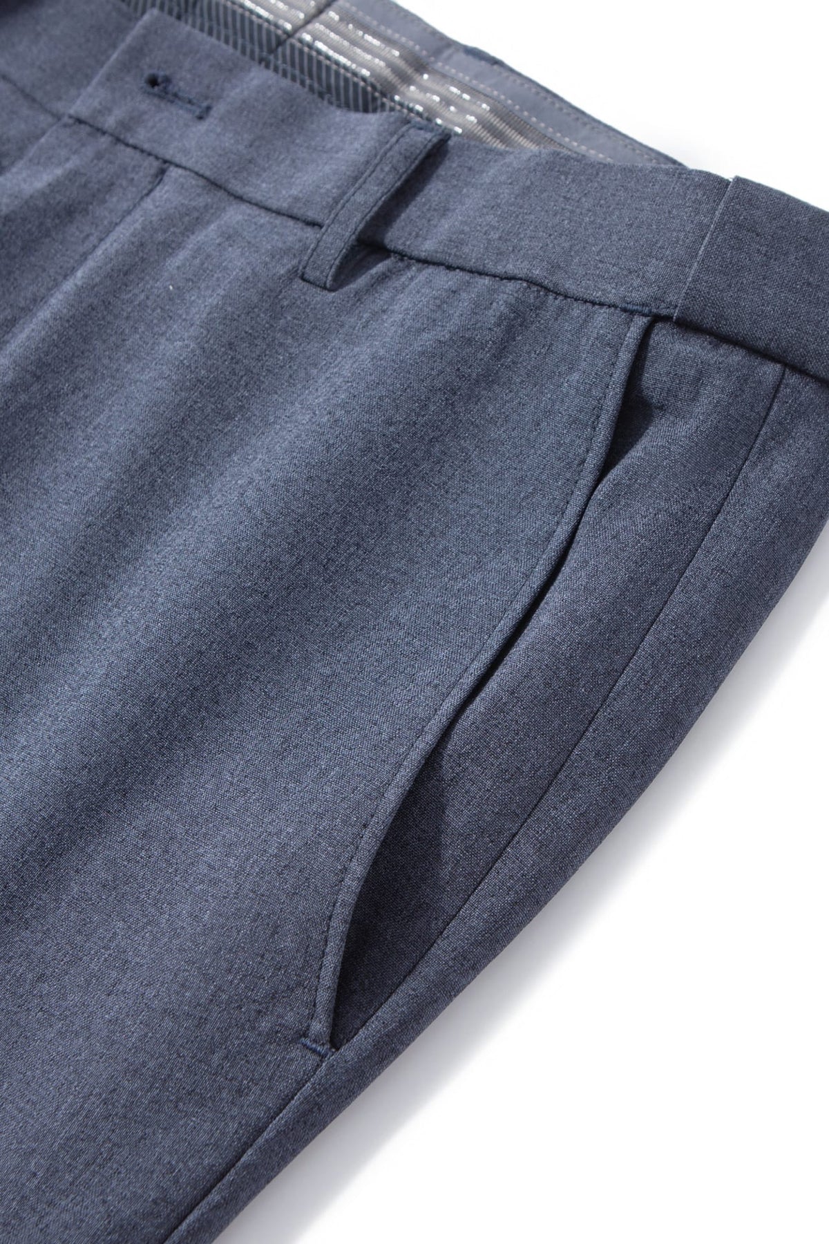 Three Proof Finish Plain Weave Smart Fit Suit Pants with Hidden Elastic Waistband