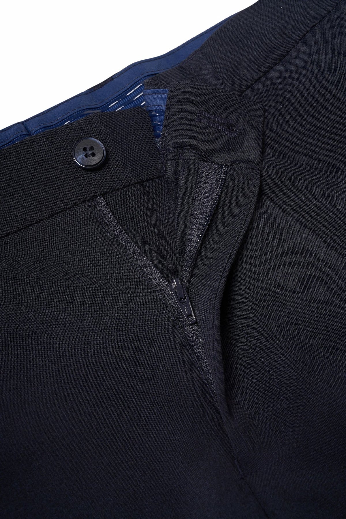 Three Proof Finish Plain Weave Smart Fit Suit Pants with Hidden Elastic Waistband