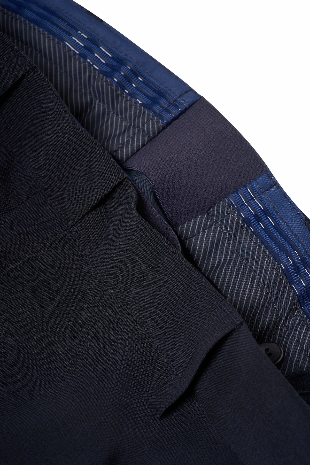 Three Proof Finish Plain Weave Smart Fit Suit Pants with Hidden Elastic Waistband