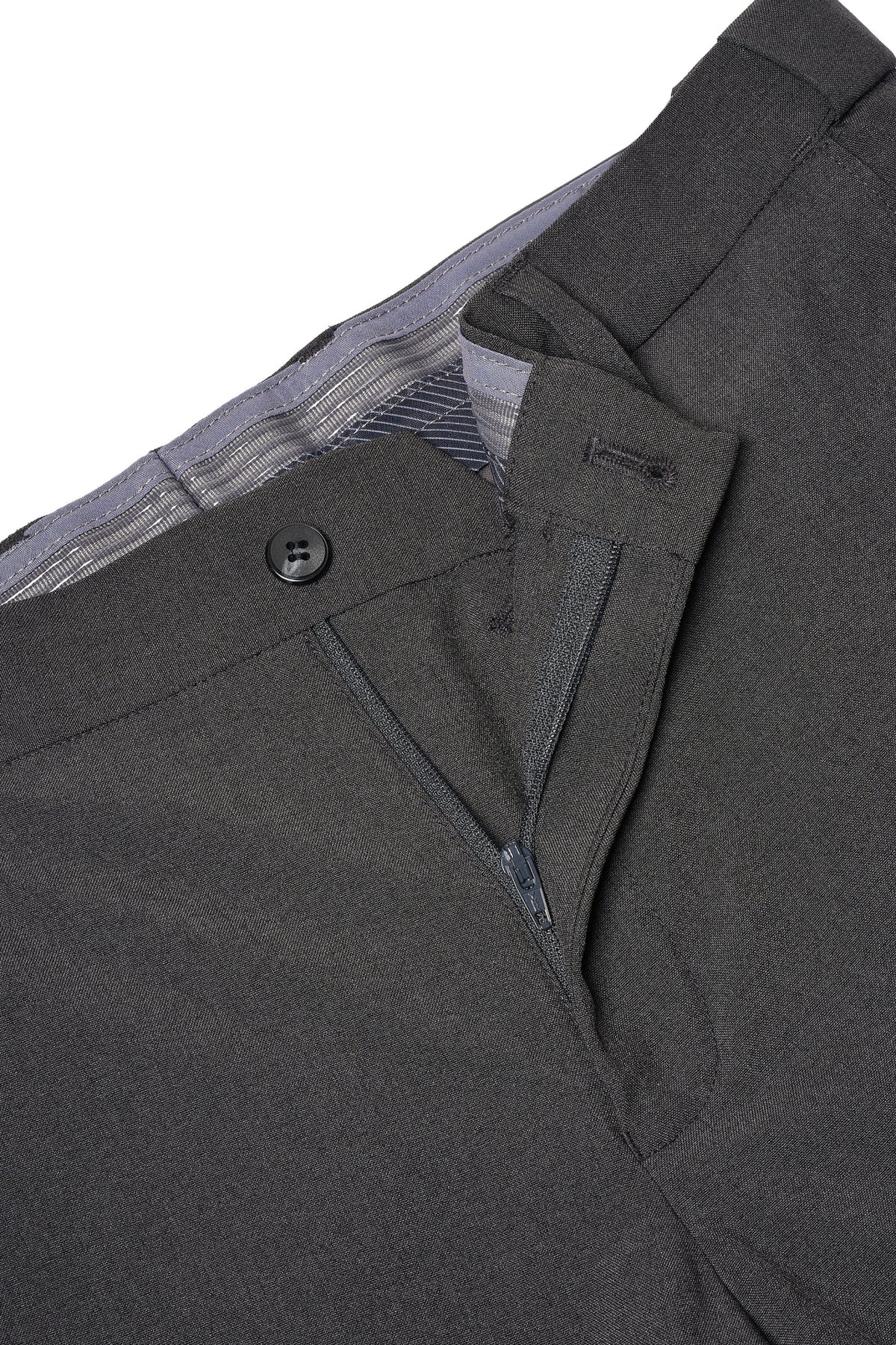Three Proof Finish Plain Weave Smart Fit Suit Pants with Hidden Elastic Waistband