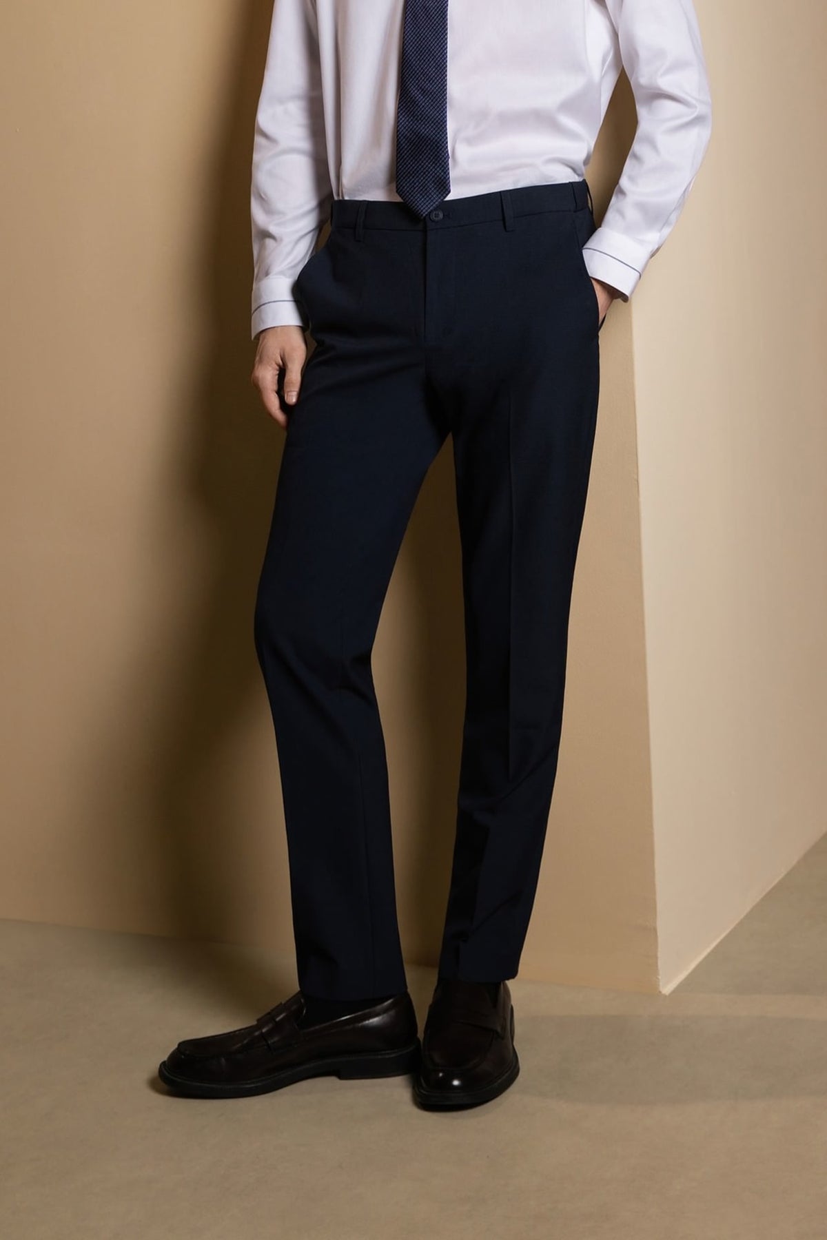 Multi-Way Stretch Anti-Bacterial Plain Weave Smart Fit Suit Pants with Hidden Elastic Waistband
