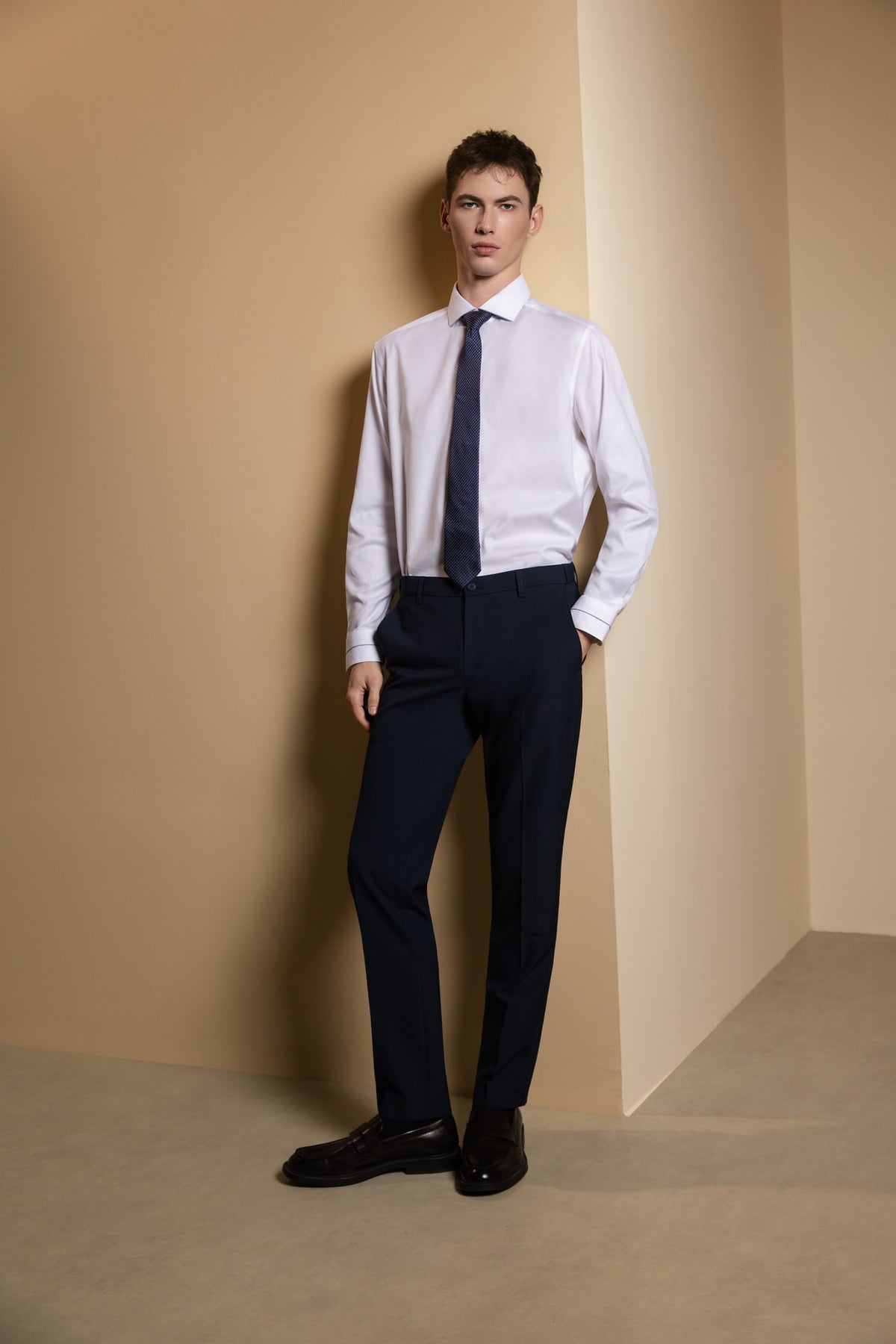 Multi-Way Stretch Anti-Bacterial Plain Weave Smart Fit Suit Pants with Hidden Elastic Waistband