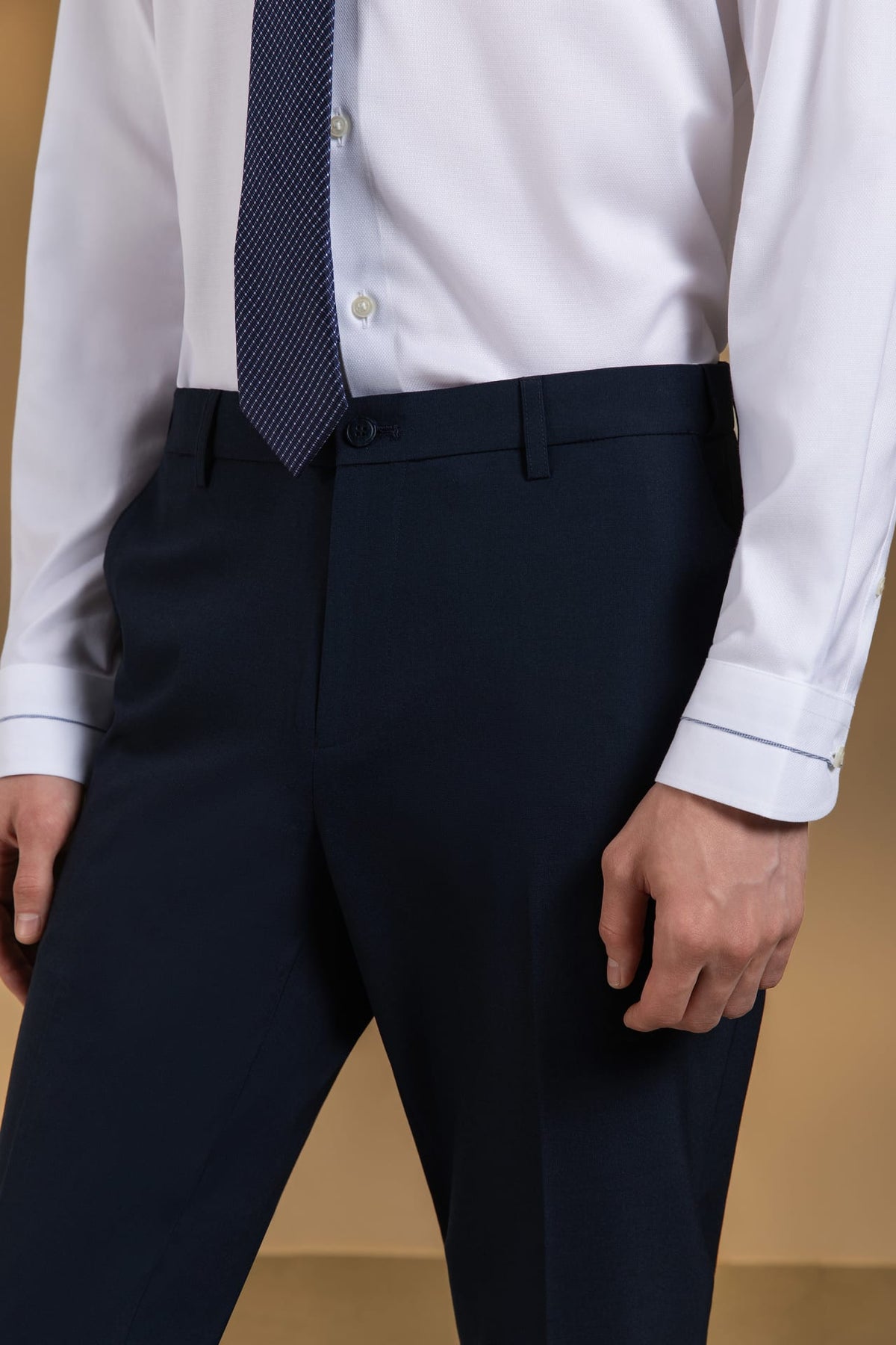 Multi-Way Stretch Anti-Bacterial Plain Weave Smart Fit Suit Pants with Hidden Elastic Waistband