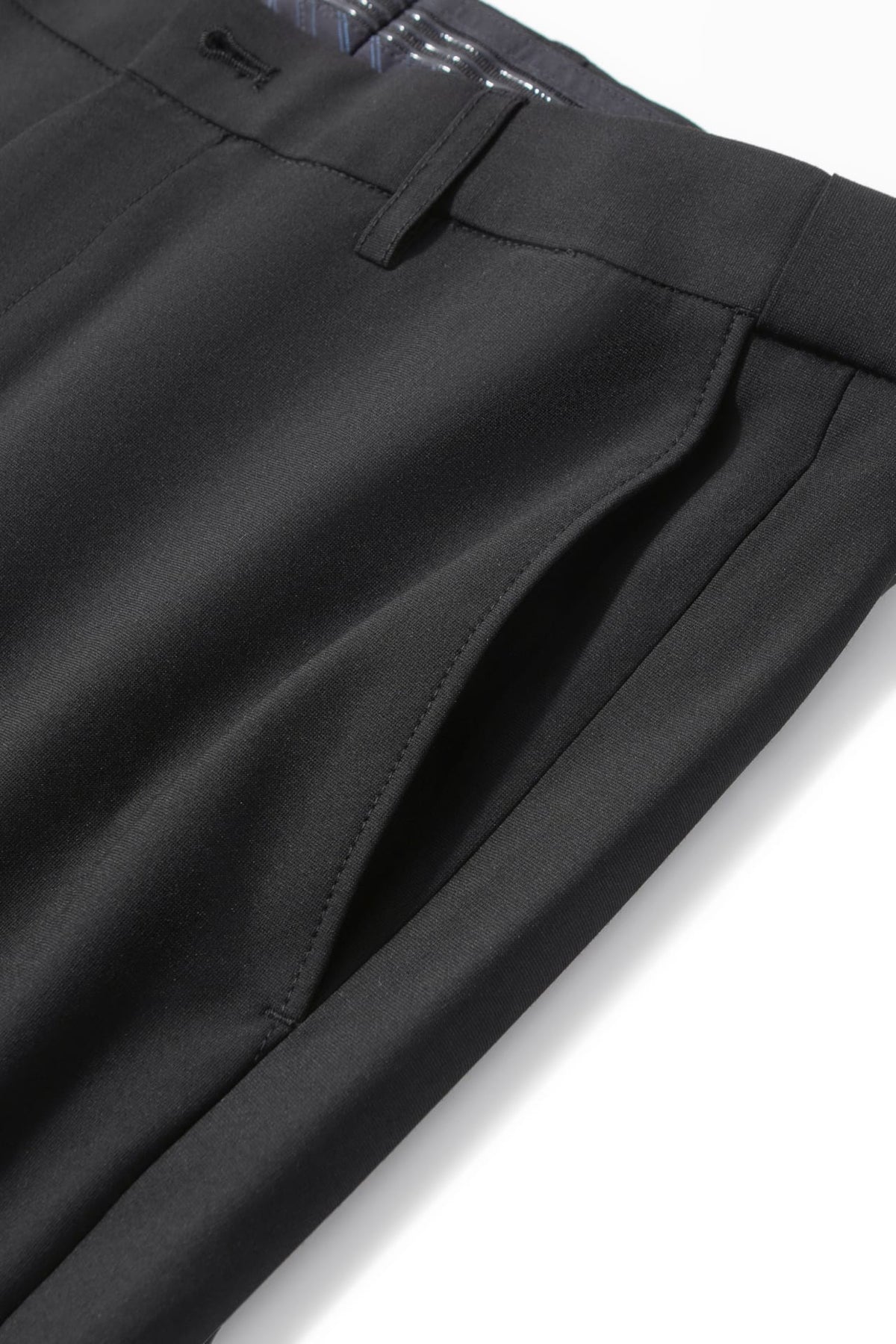 Multi-Way Stretch Anti-Bacterial Plain Weave Smart Fit Suit Pants with Hidden Elastic Waistband