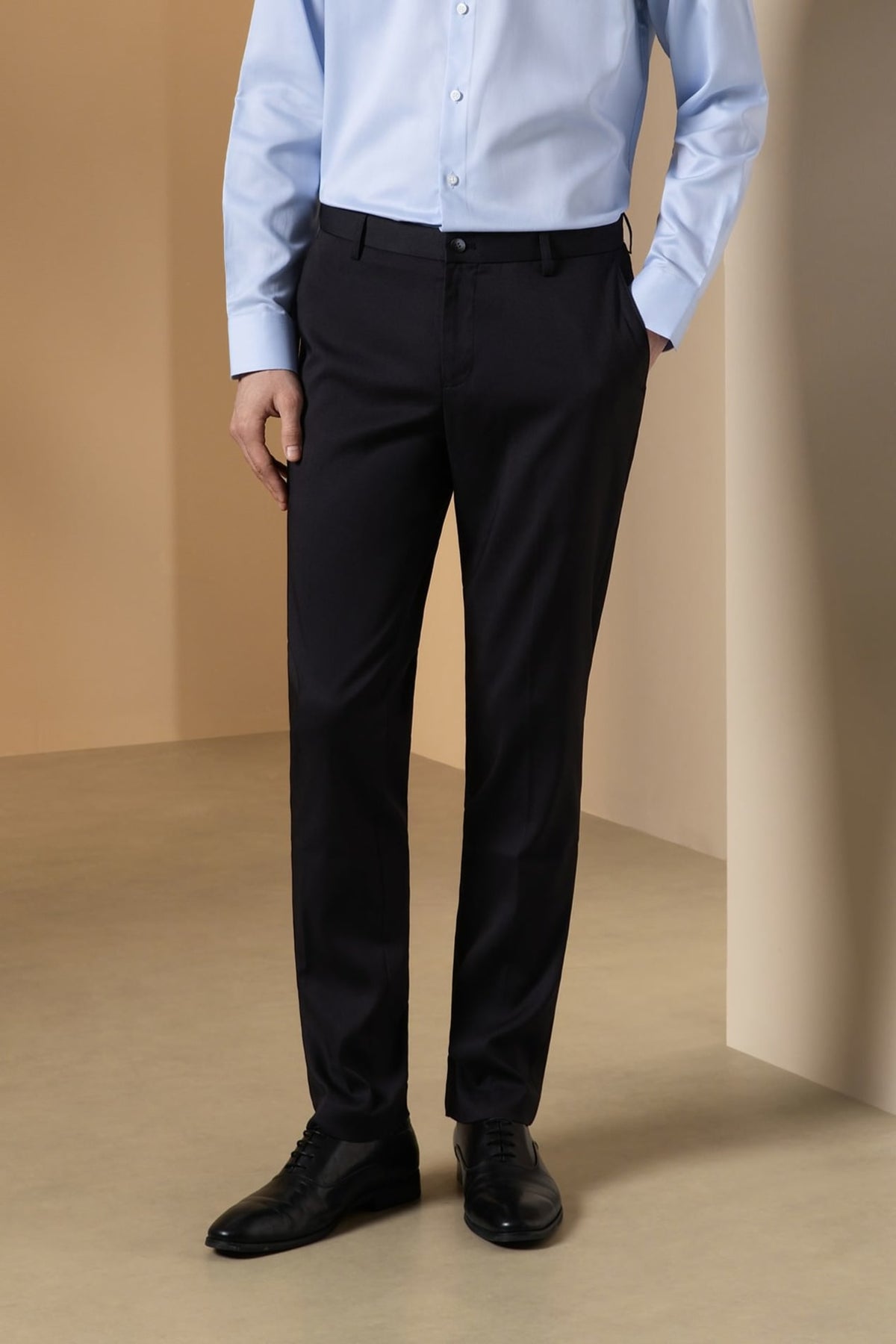 Wool Blend Twill Slim Fit Suit Pants