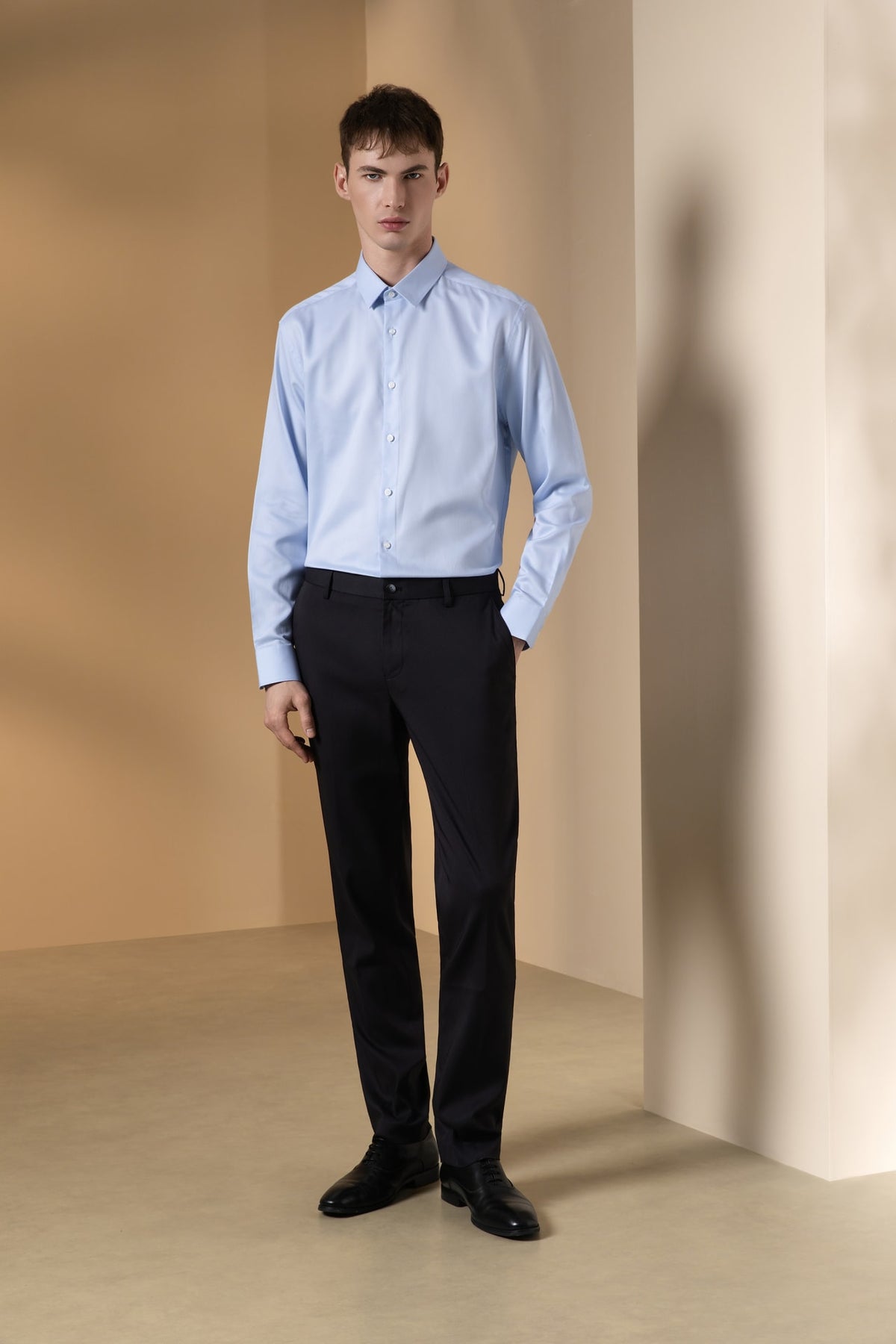 Wool Blend Twill Slim Fit Suit Pants