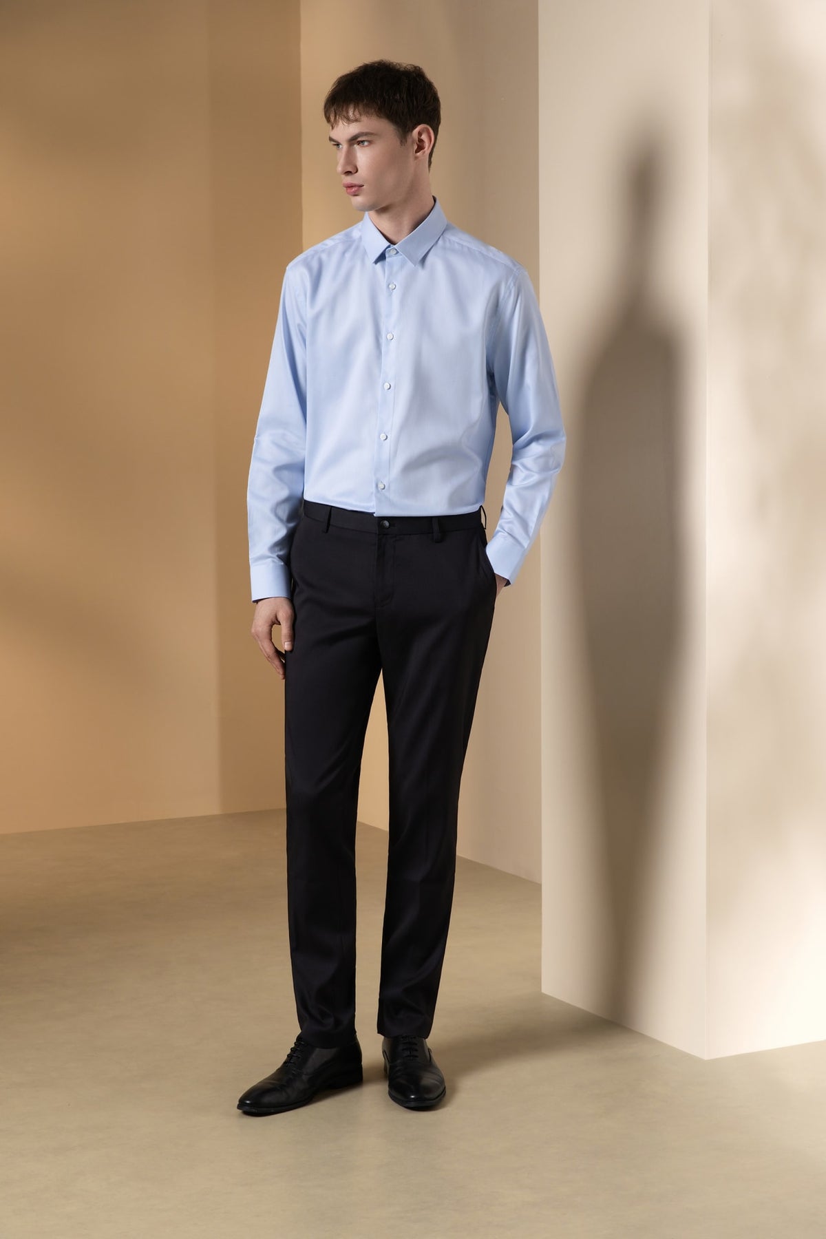Wool Blend Twill Slim Fit Suit Pants