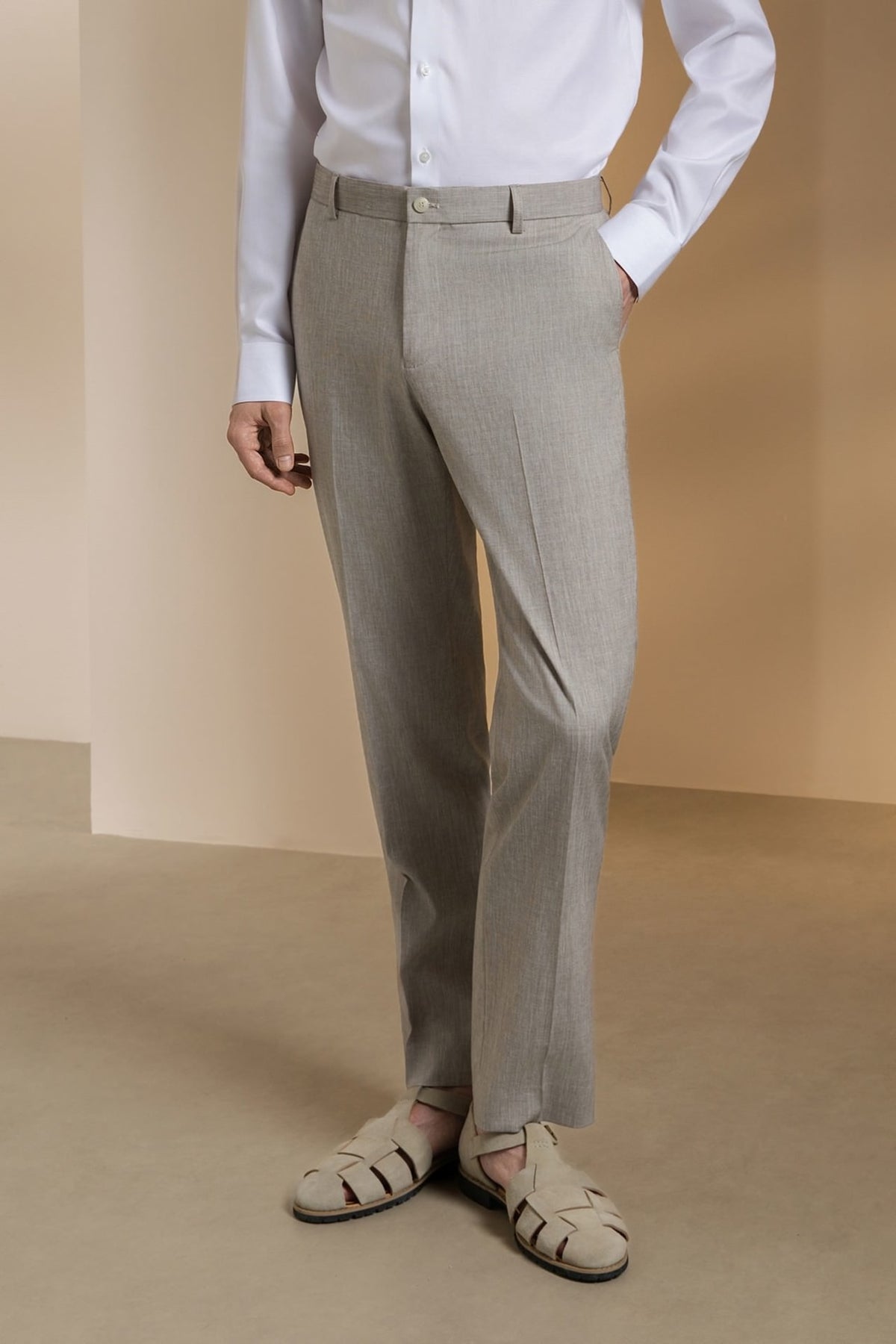Linen Blend Texture Smart Fit Suit Pants