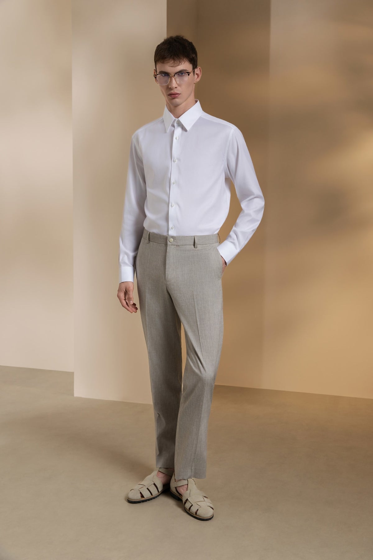 Linen Blend Texture Smart Fit Suit Pants