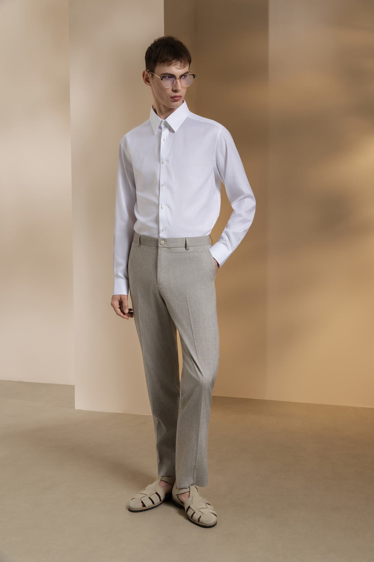 G2000 - Pants - Linen Blend Texture Smart Fit Suit Pants