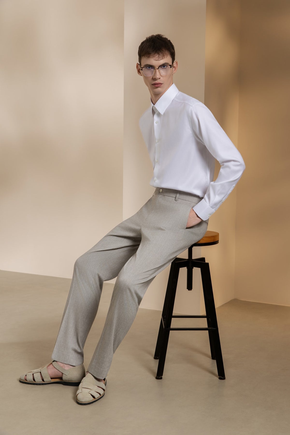 G2000 - Pants - Linen Blend Texture Smart Fit Suit Pants