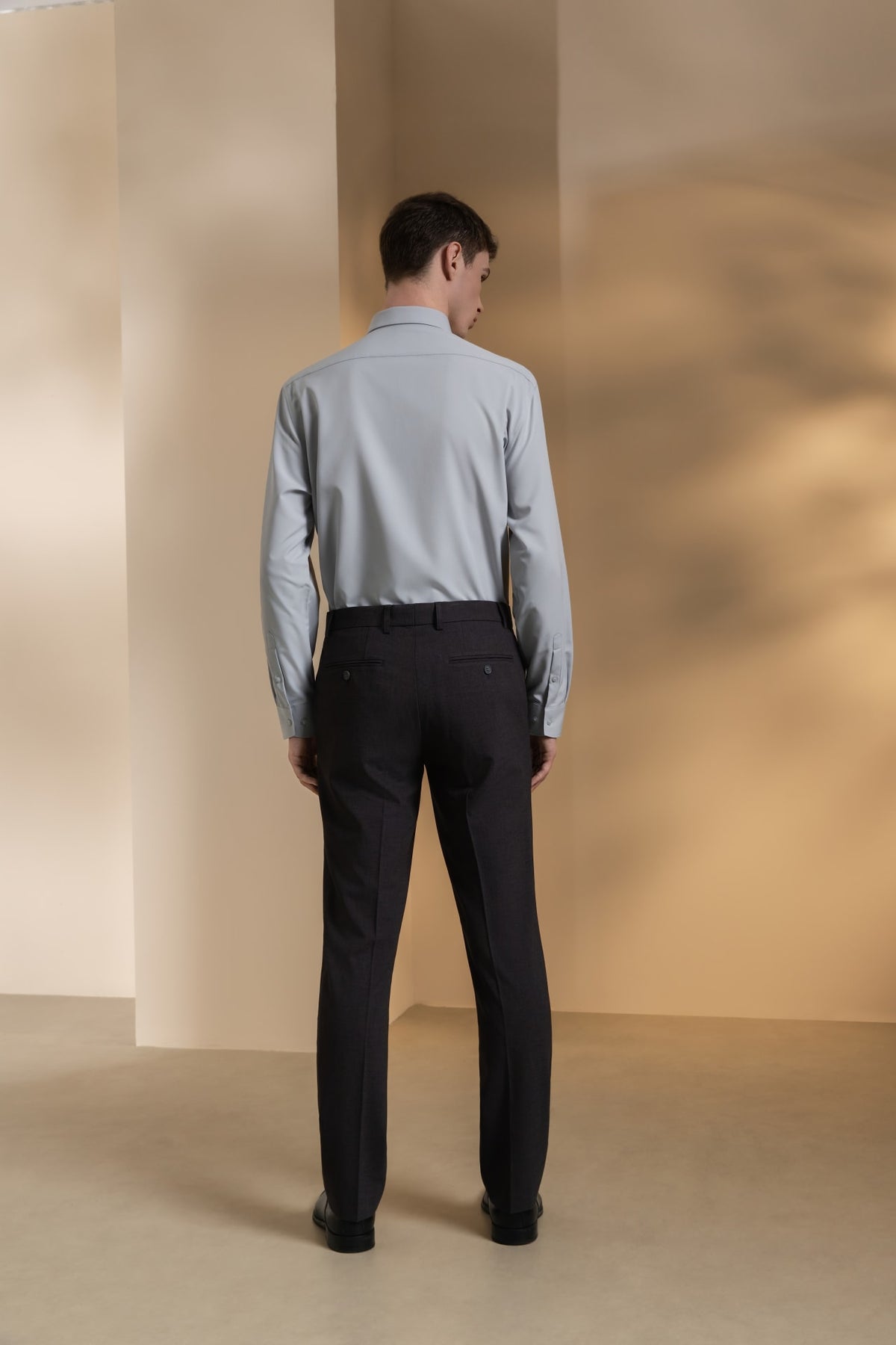Anti-Bacterial Nylon Blend Texture Slim Fit Suit Pants