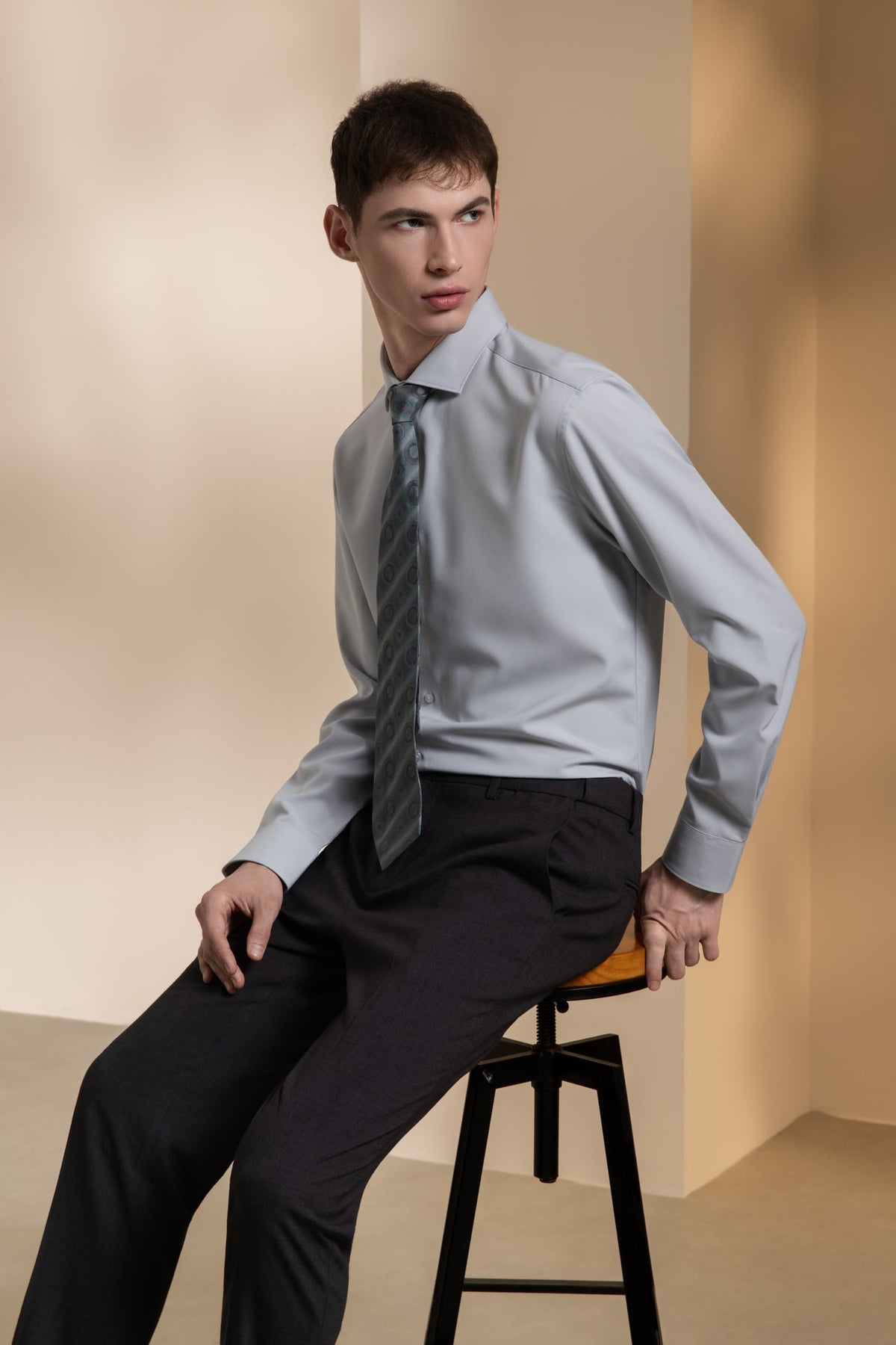 Anti-Bacterial Nylon Blend Texture Slim Fit Suit Pants