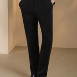 Anti-Bacterial Ottoman Texture Smart Fit Suit Pants with Hidden Elastic Waistband