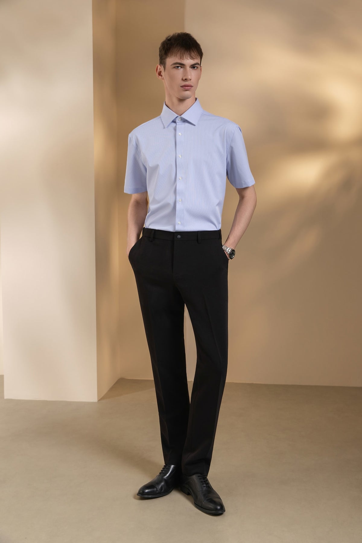 Anti-Bacterial Ottoman Texture Smart Fit Suit Pants with Hidden Elastic Waistband