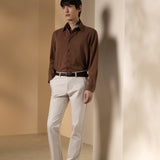 Cotton Nylon Stretch Dobby Regular Fit Casual Pants
