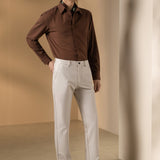 Cotton Nylon Stretch Dobby Regular Fit Casual Pants