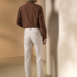 Cotton Nylon Stretch Dobby Regular Fit Casual Pants