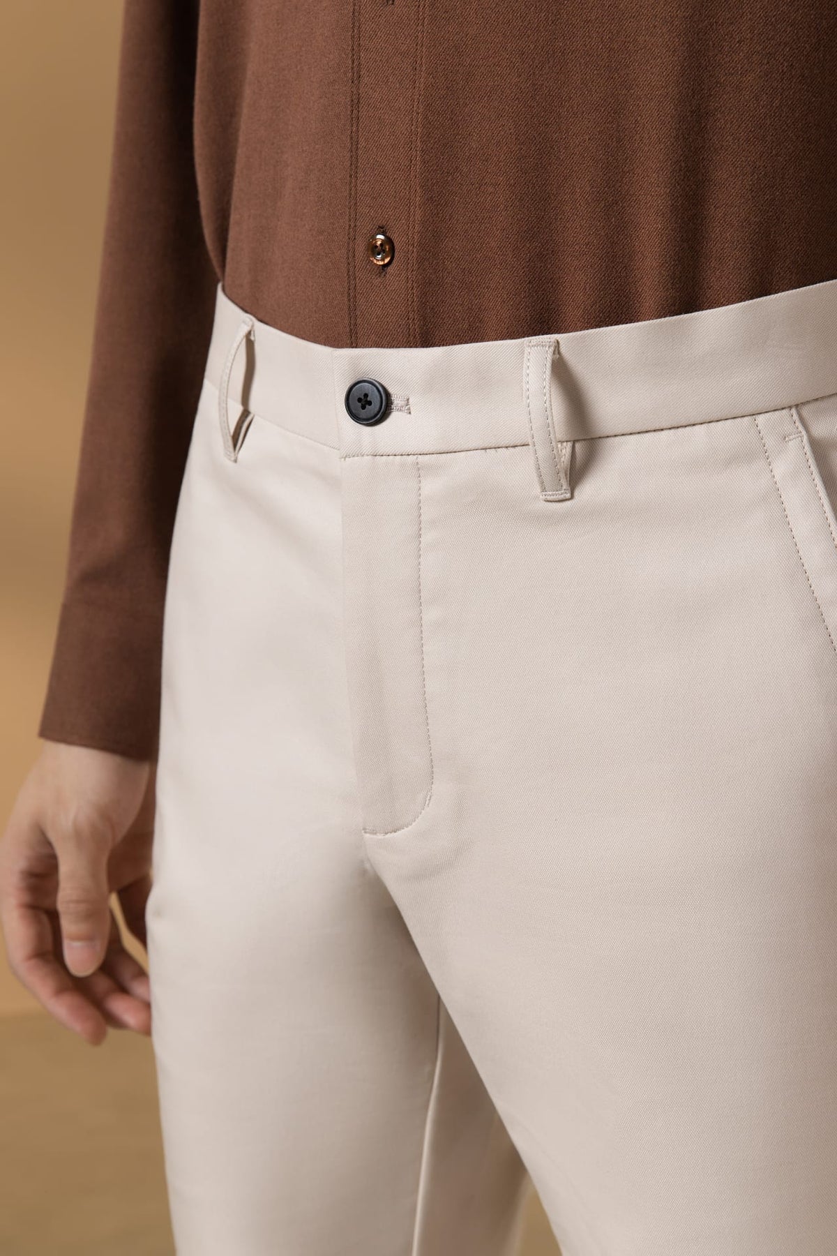 Cotton Nylon Stretch Dobby Regular Fit Casual Pants