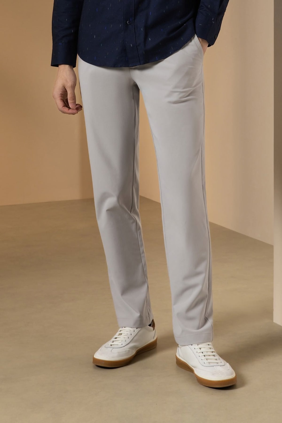 Multi-Way Stretch Poly Knit Ottoman Slim Tapered Fit Casual Pants