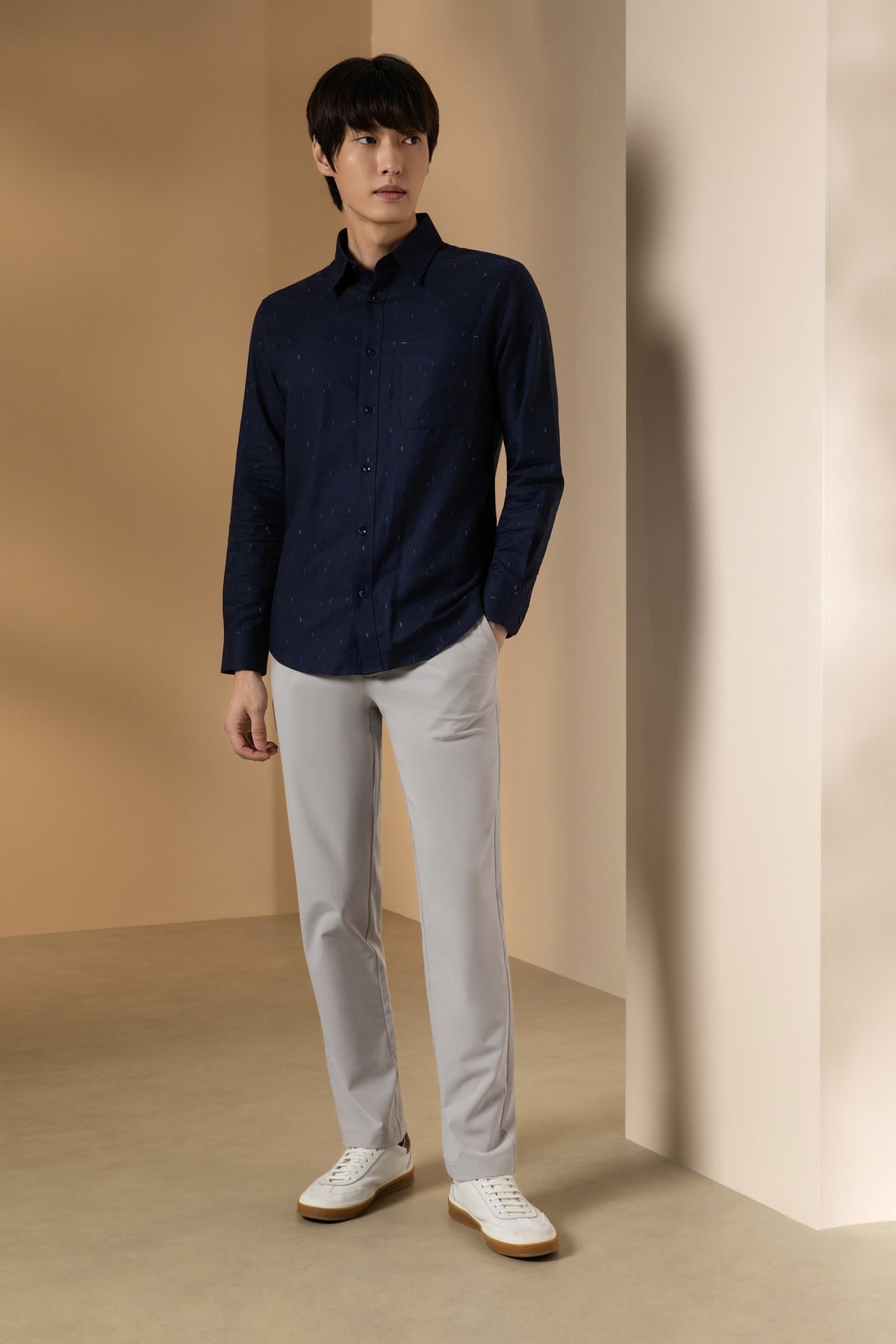 Multi-Way Stretch Poly Knit Ottoman Slim Tapered Fit Casual Pants
