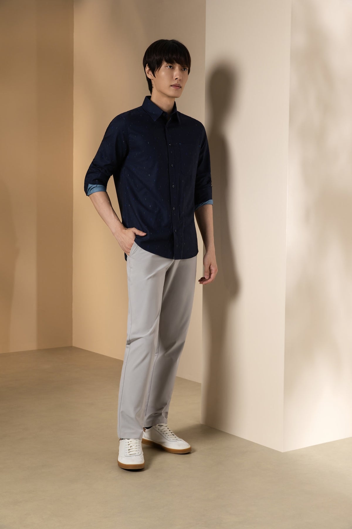 Multi-Way Stretch Poly Knit Ottoman Slim Tapered Fit Casual Pants