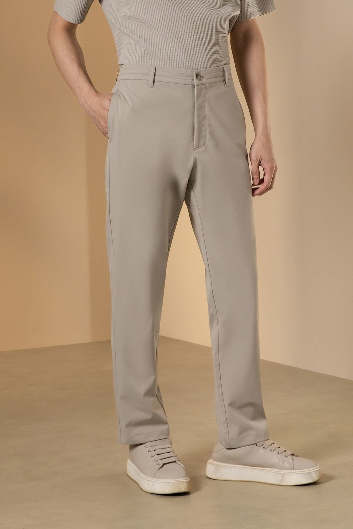 Poly Twill Smart Tapered Fit Casual Pants
