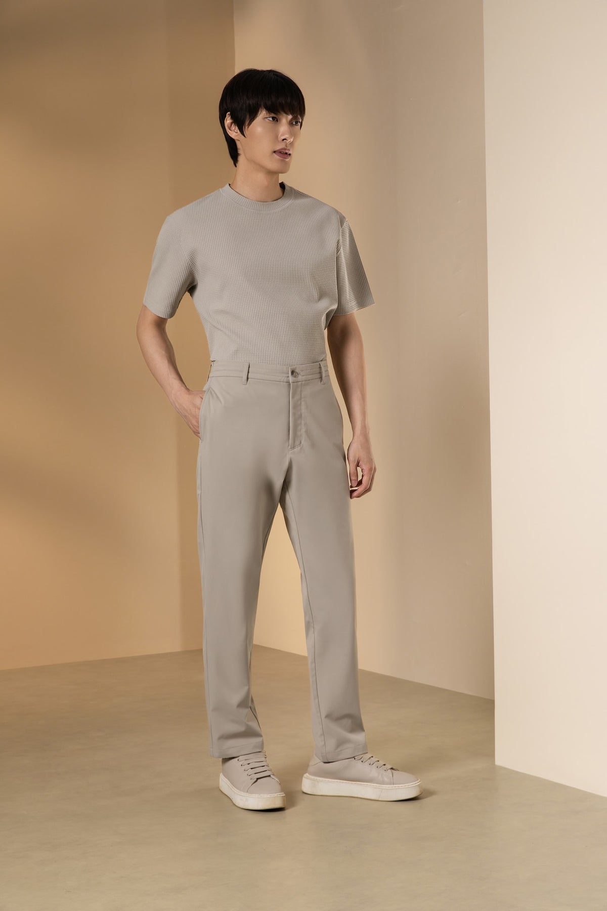 Poly Twill Smart Tapered Fit Casual Pants