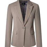 Poly Cavalry Twill Slim Fit Suit Blazer with Detachable Brooch