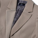 Poly Cavalry Twill Slim Fit Suit Blazer with Detachable Brooch