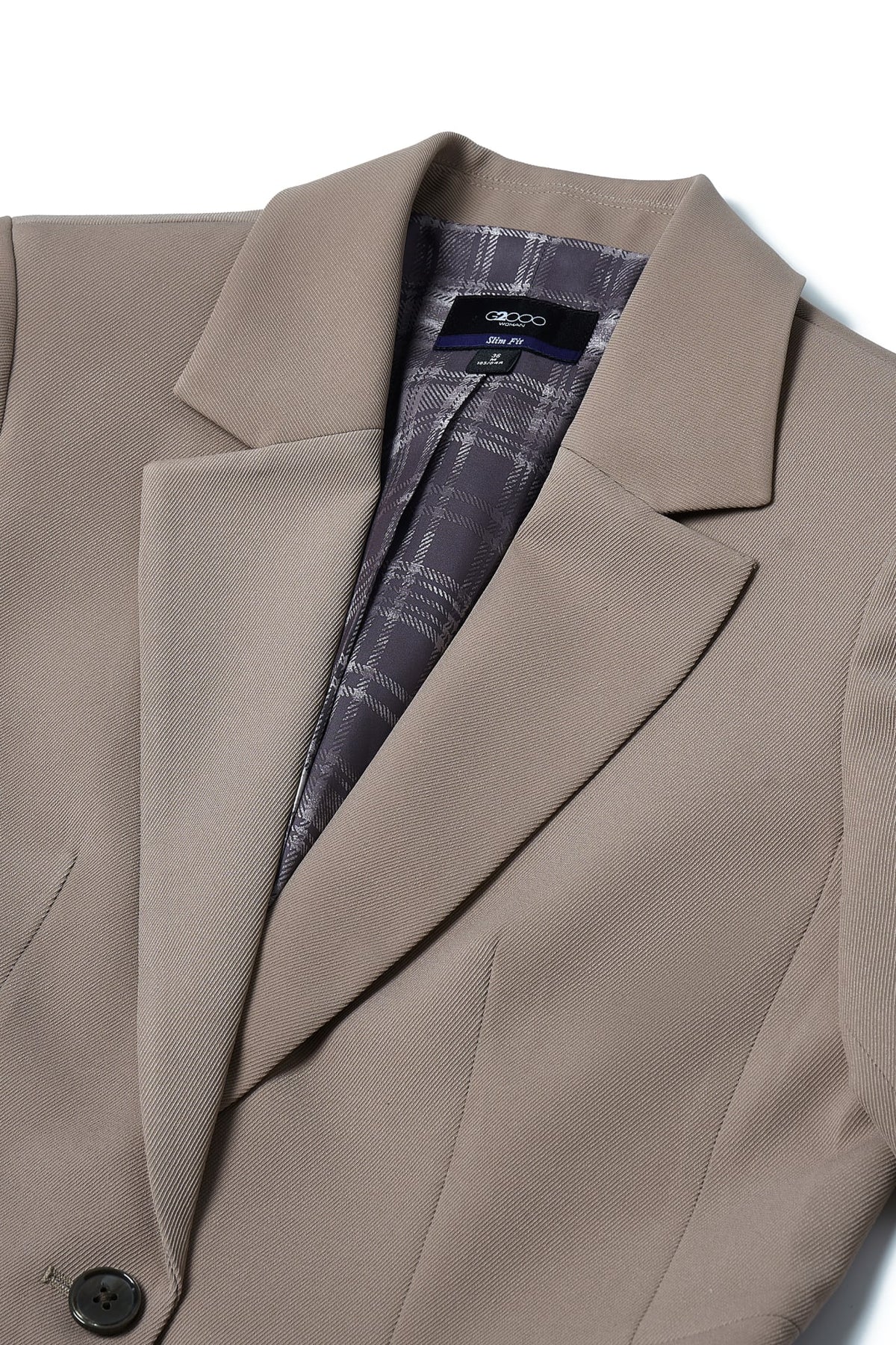 Poly Cavalry Twill Slim Fit Suit Blazer with Detachable Brooch