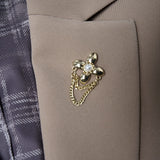 Poly Cavalry Twill Slim Fit Suit Blazer with Detachable Brooch