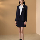 Poly Cavalry Twill Slim Fit Suit Blazer with Detachable Brooch