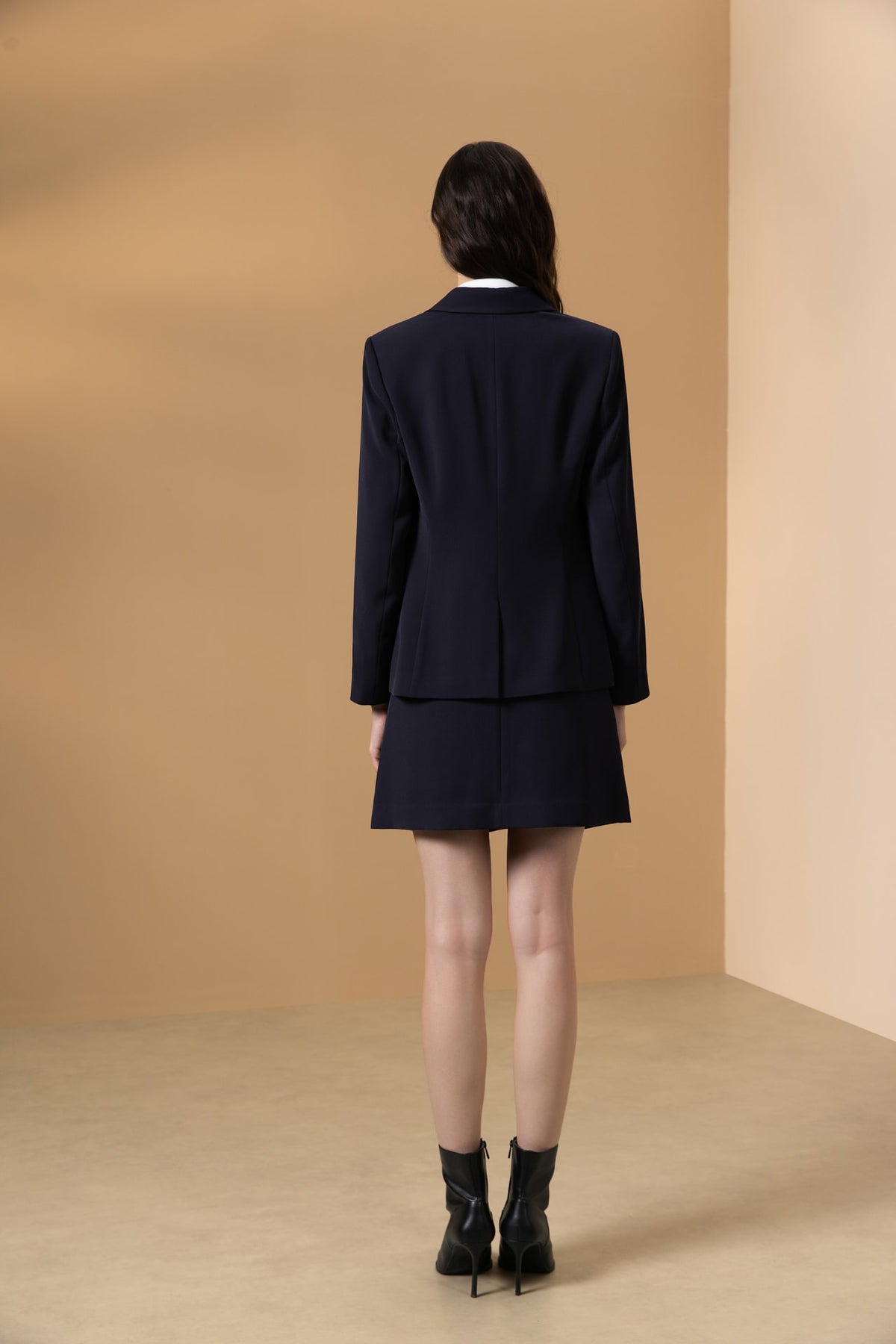 Poly Cavalry Twill Slim Fit Suit Blazer with Detachable Brooch