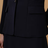 Poly Cavalry Twill Slim Fit Suit Blazer with Detachable Brooch