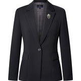 Poly Cavalry Twill Slim Fit Suit Blazer with Detachable Brooch