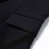 Poly Cavalry Twill Slim Fit Suit Blazer with Detachable Brooch