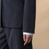 Poly Rayon Plaid Slim Fit Suit Blazer