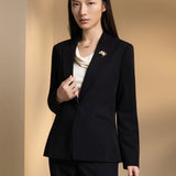 Poly Rayon Twill Easy Fit Suit Blazer with Detachable Brooch