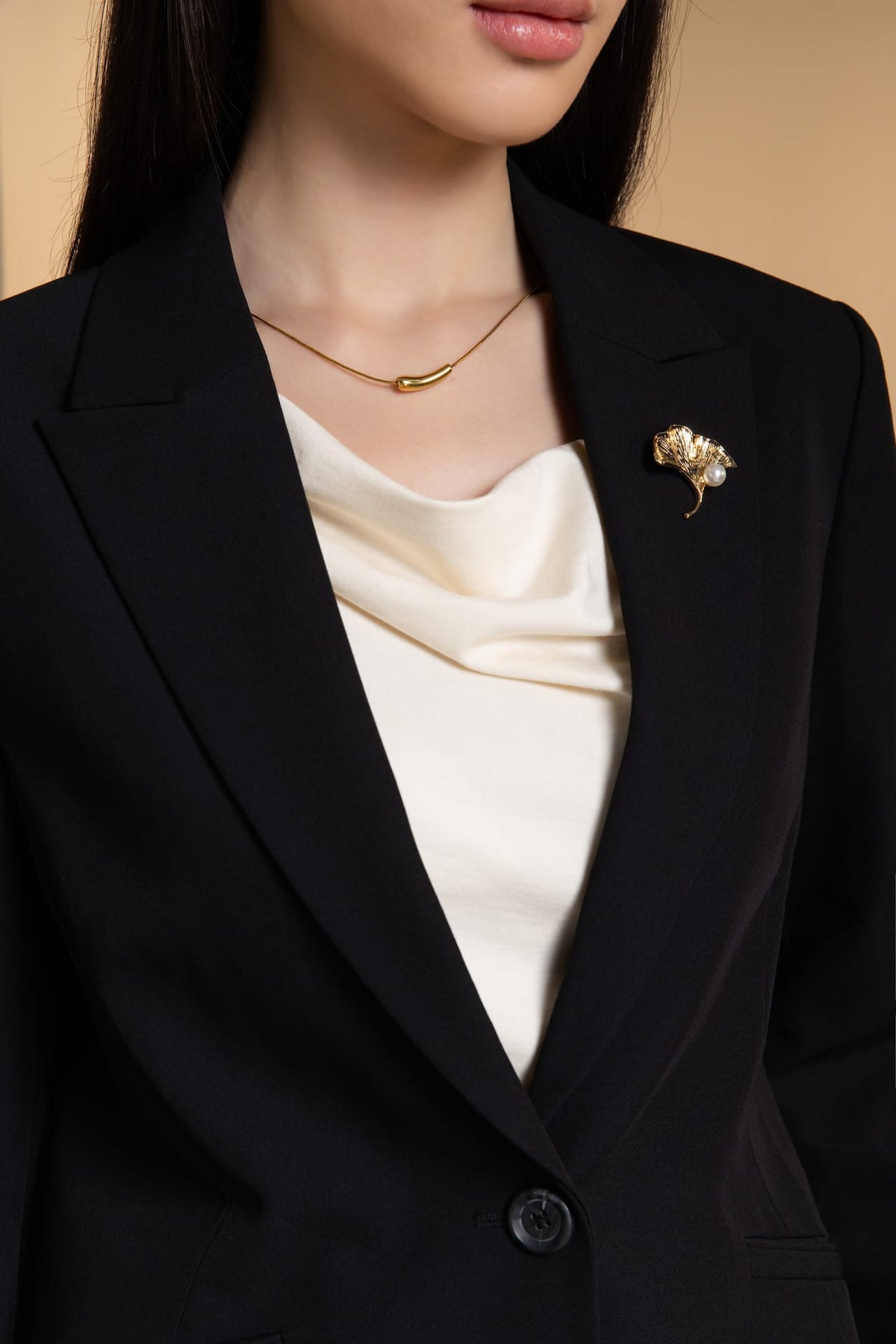 Poly Rayon Twill Easy Fit Suit Blazer with Detachable Brooch