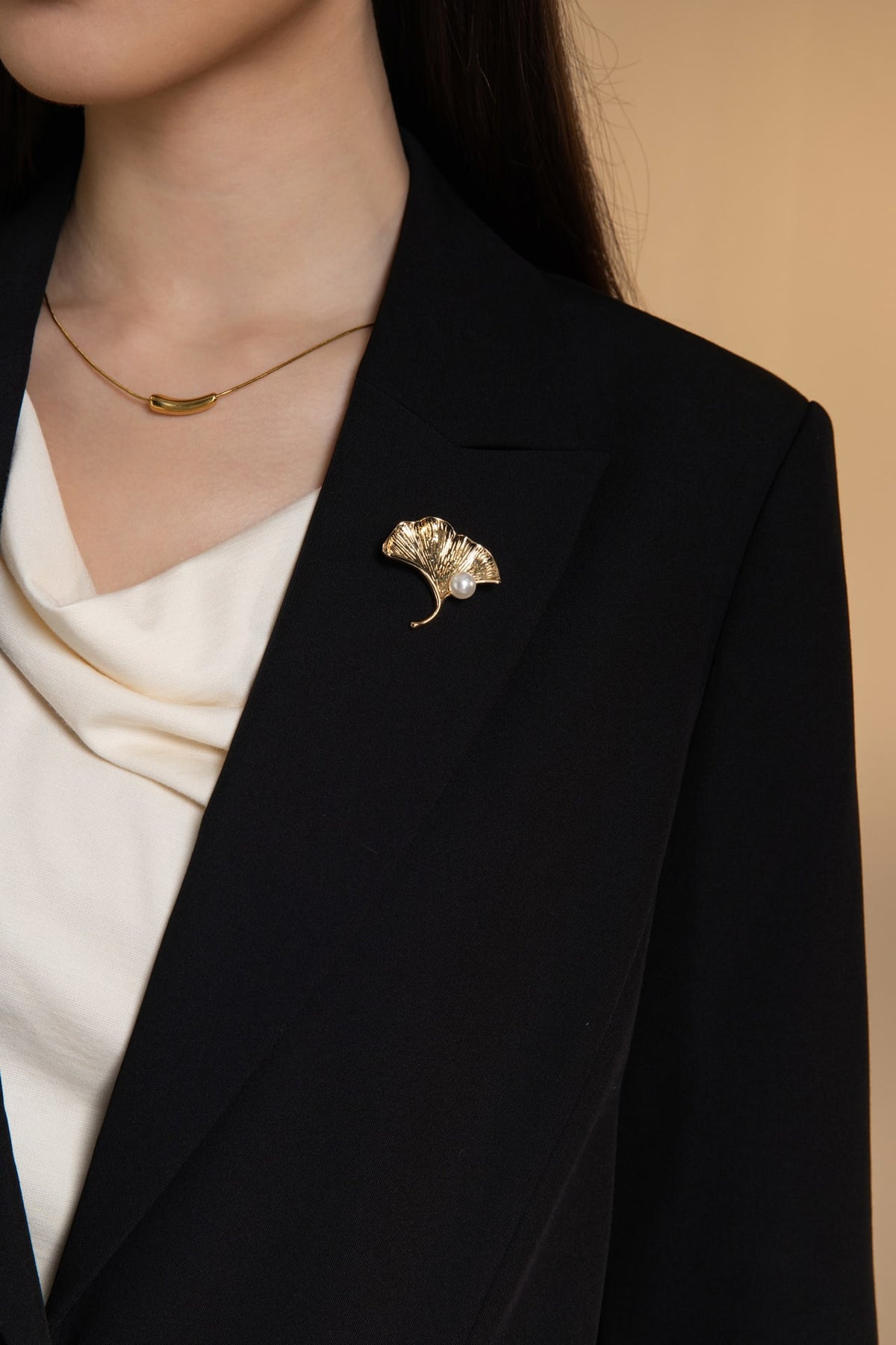 Poly Rayon Twill Easy Fit Suit Blazer with Detachable Brooch