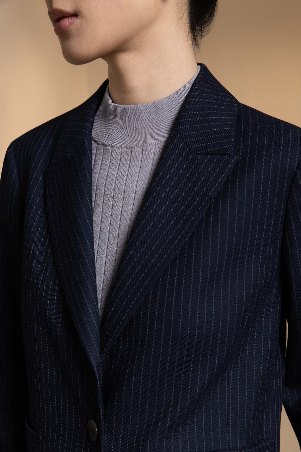Poly Rayon Stripe Relax Fit Suit Blazer