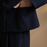 Poly Rayon Stripe Relax Fit Suit Blazer