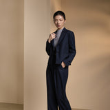 Poly Rayon Stripe Relax Fit Suit Blazer